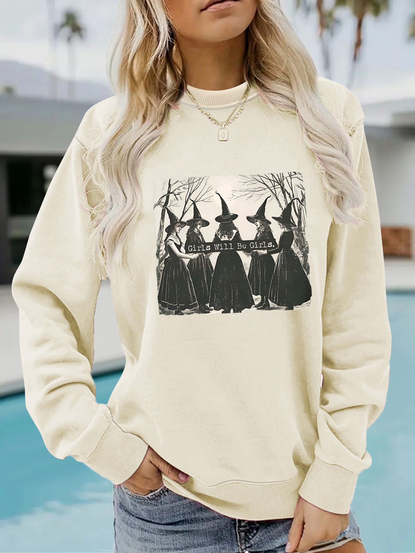 Printed pullover sweatshirt sweatshirt