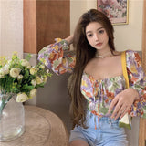 Careful Machine Short Print Off Shoulder Open Collar Top Bow Tie Small Shirt Womens Wear
