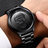 LIGE Simple Skull Stereoscopic Watch
