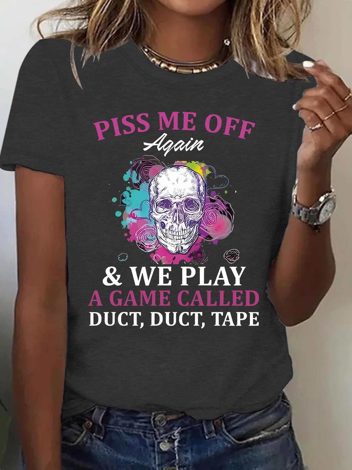 Short sleeved women's t-shirt skeleton Halloween