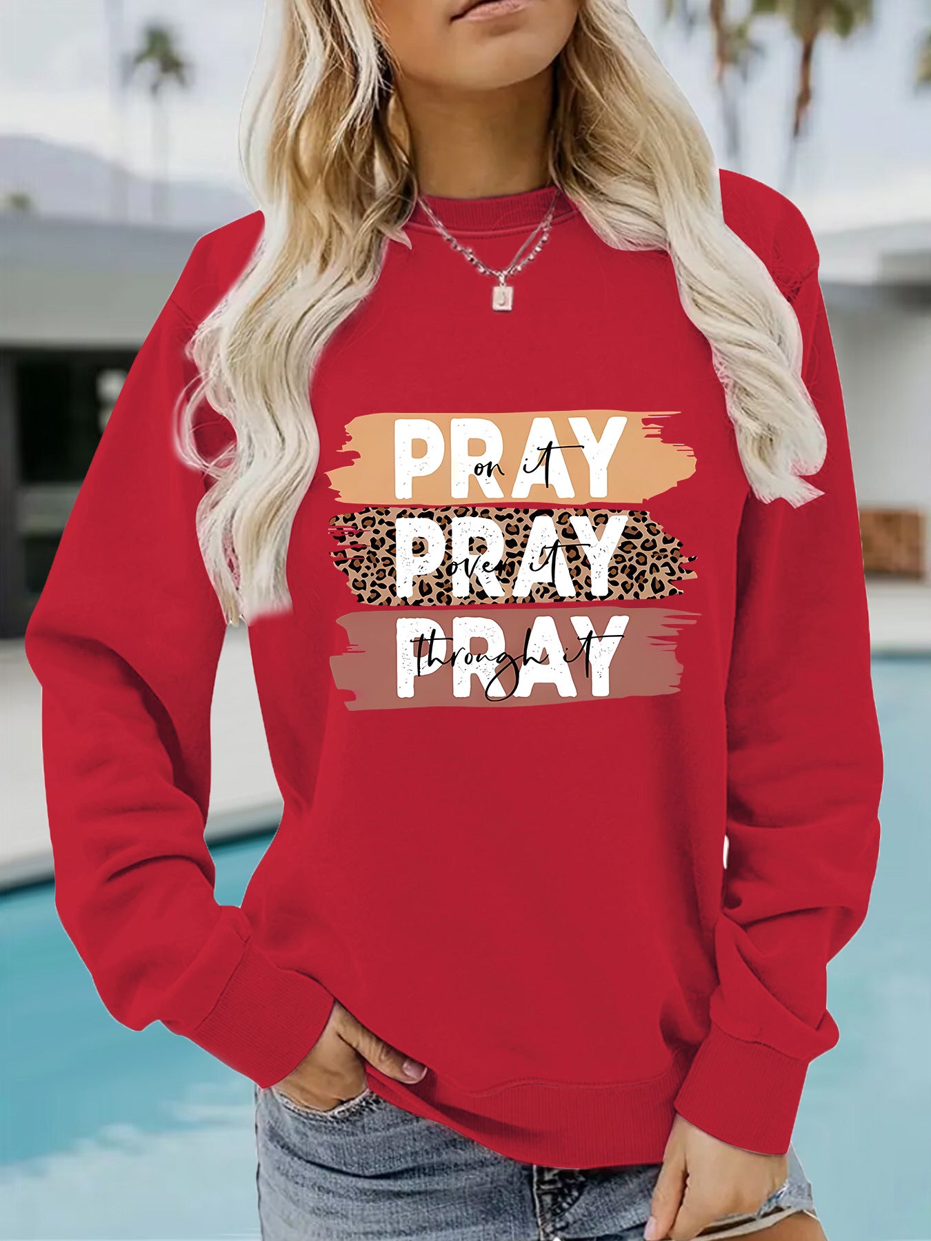 PRAY printed pullover sweatshirt sweatshirt