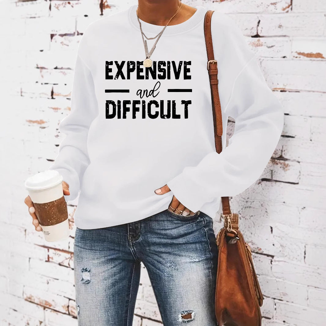 Round neck EXPENSIVE printed pullover sweatshirt sweatshirt
