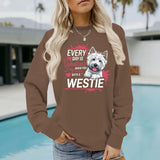 West Highland White Stem Love Printed Round Neck Velvet Hoodie