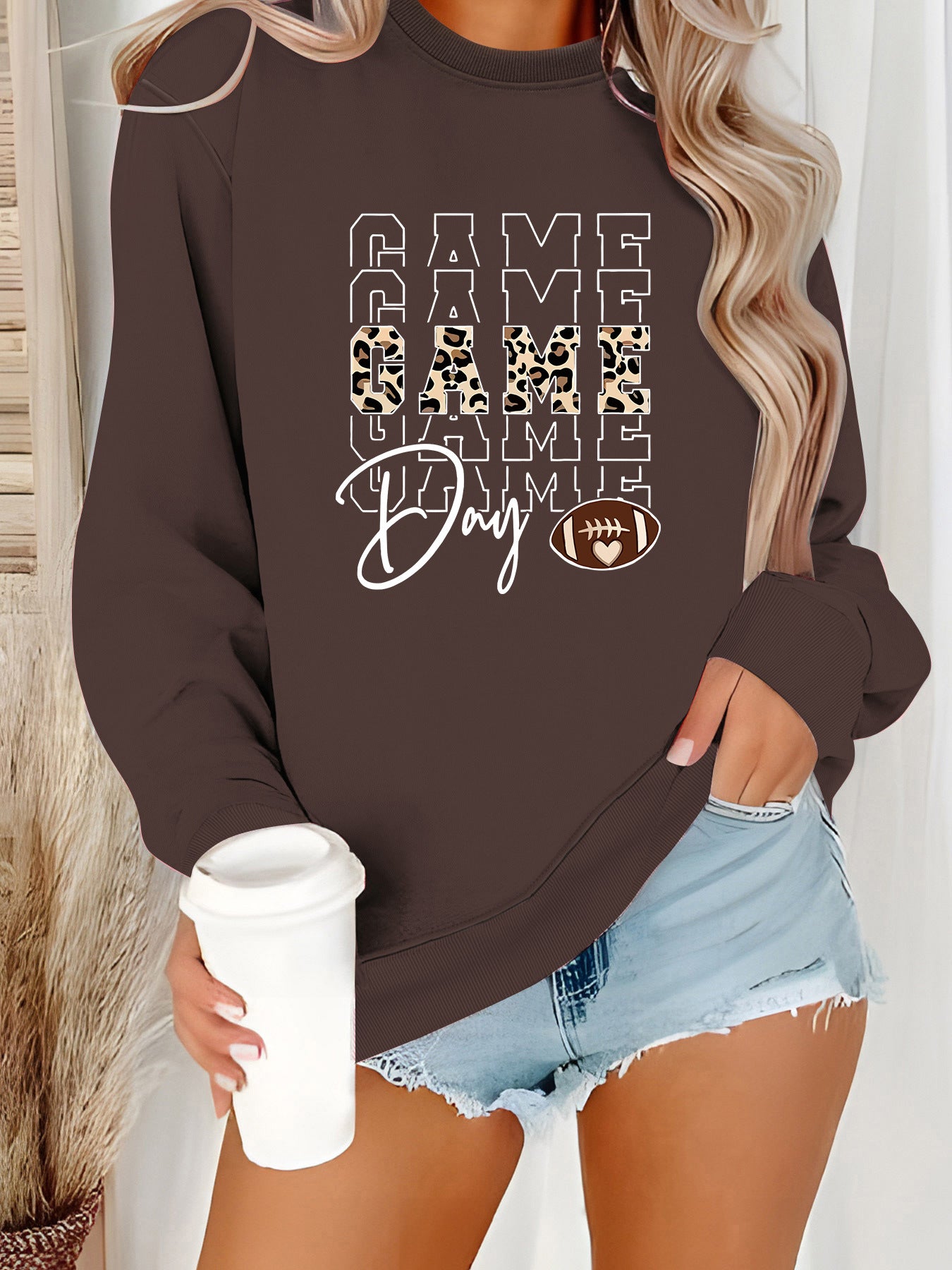 Round neck GAME printed pullover sweatshirt sweatshirt
