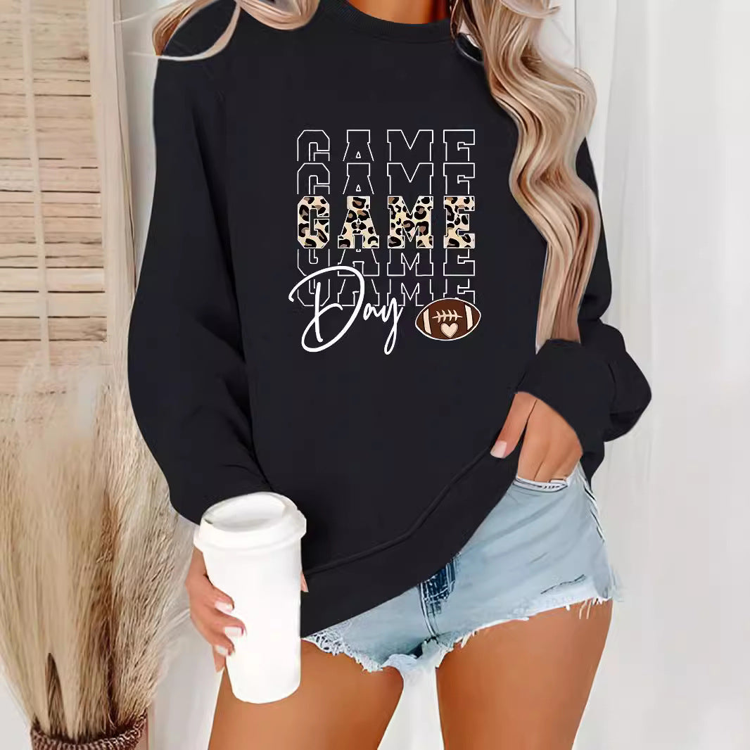 Round neck GAME printed pullover sweatshirt sweatshirt