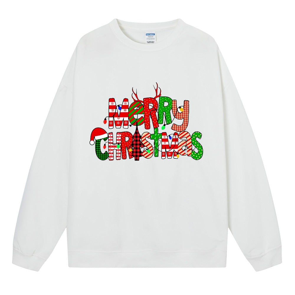 Candy Stripe Merry Christmas Sweatshirt, Christmas Graphic Crewneck Pullover