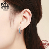 EIFFIE New Fashion Simple Little Sparkle S925 Sterling Silver Earrings Blue Earrings SCE493