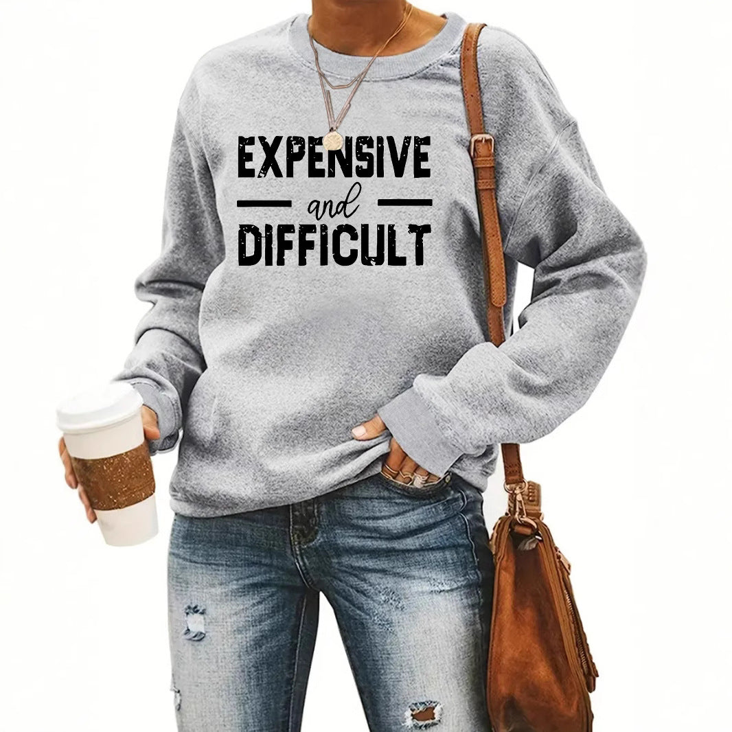 Round neck EXPENSIVE printed pullover sweatshirt sweatshirt