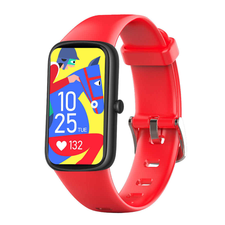 Black rectangular smart bracelet with color touchscreen display