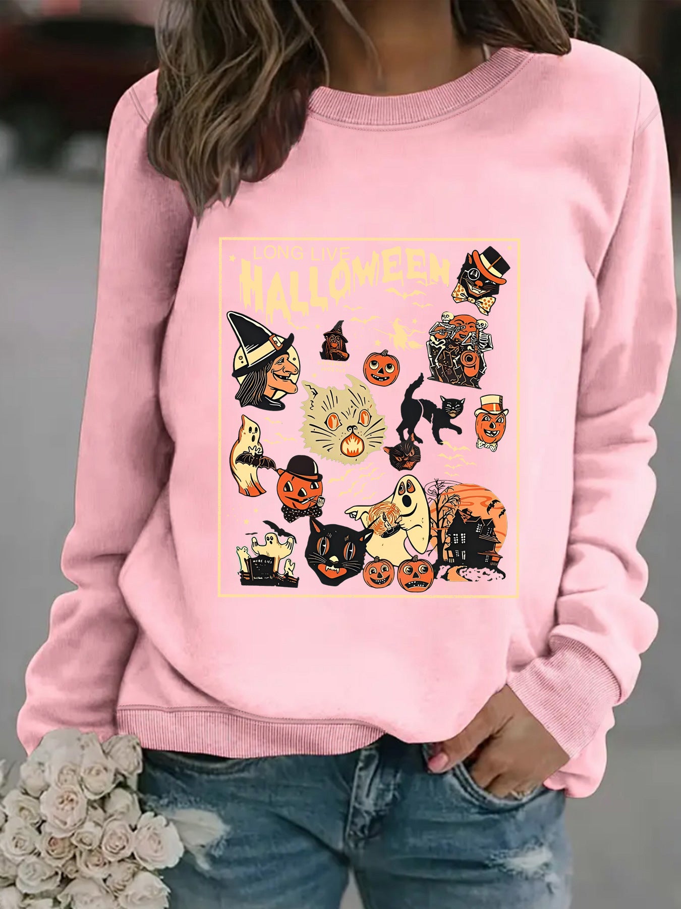 Printed pullover sweatshirt sweatshirt
