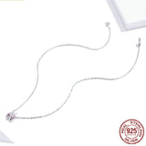S925 Sterling Silver Necklace for Women Plated with White Gold Cute Pink Ladybug Pendant Necklace