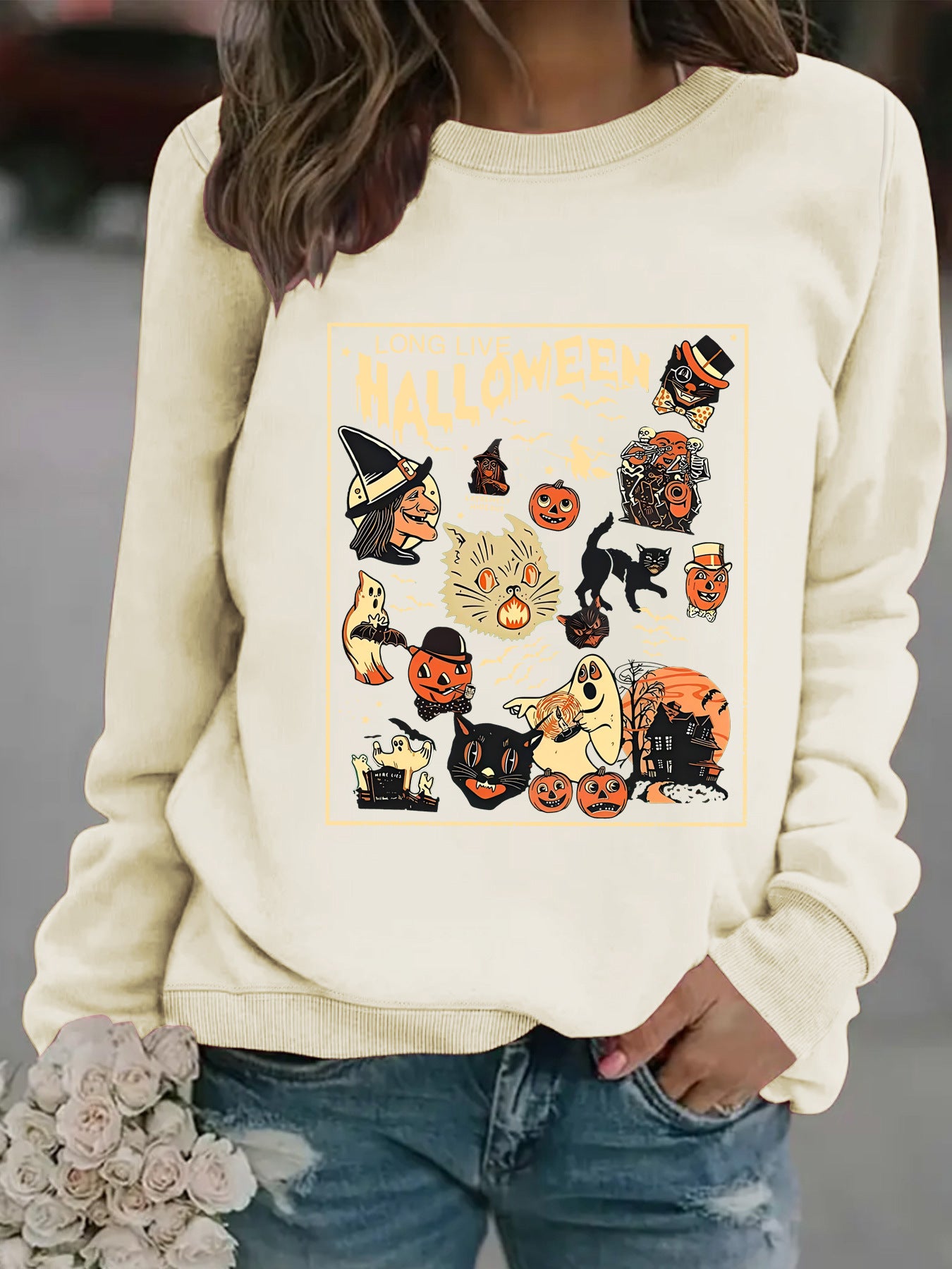 Printed pullover sweatshirt sweatshirt