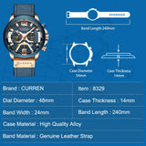 CURREN Casual Sport Watches for Men Blue Top Brand Luxury Military Leather Wrist Watch Man Clock Fashion Chronograph Wristwatch