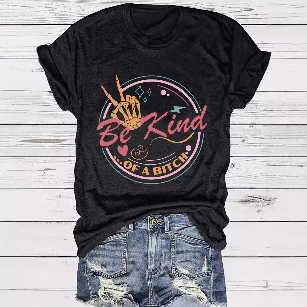Halloween pattern round neck short sleeved shirt