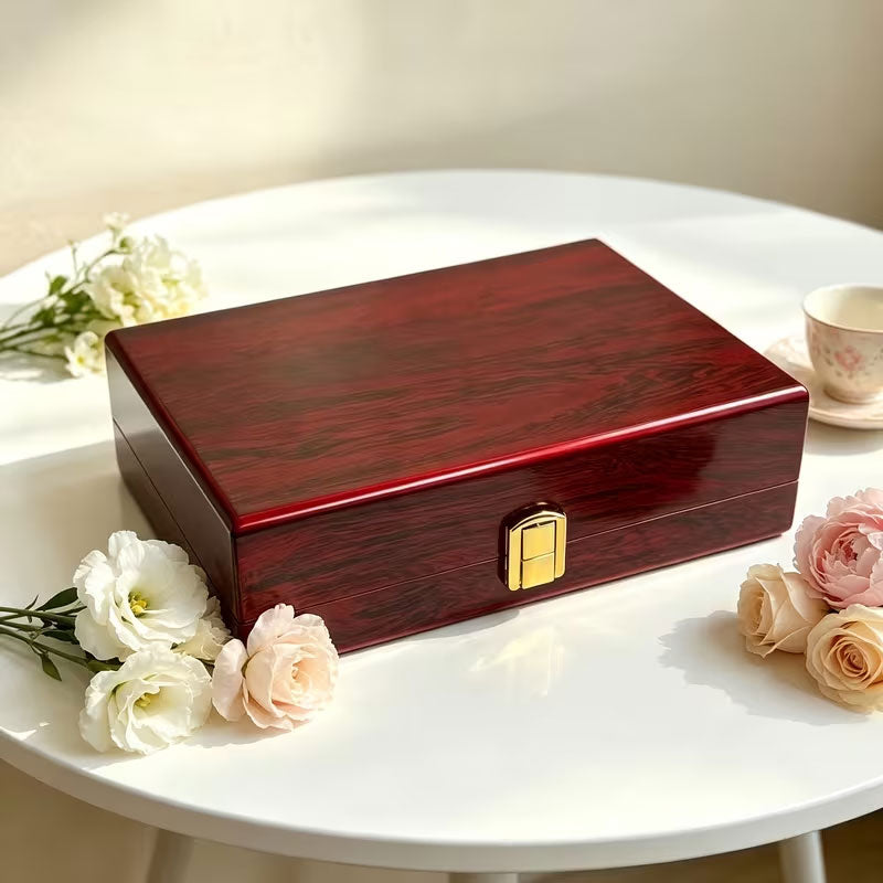 Classic Wooden Jewelry Box with Lock – Premium Storage Case