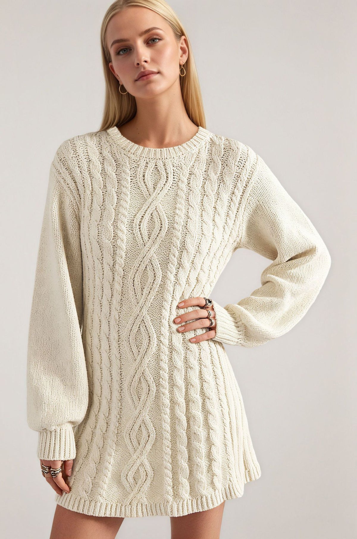 Round neck long sleeved dress