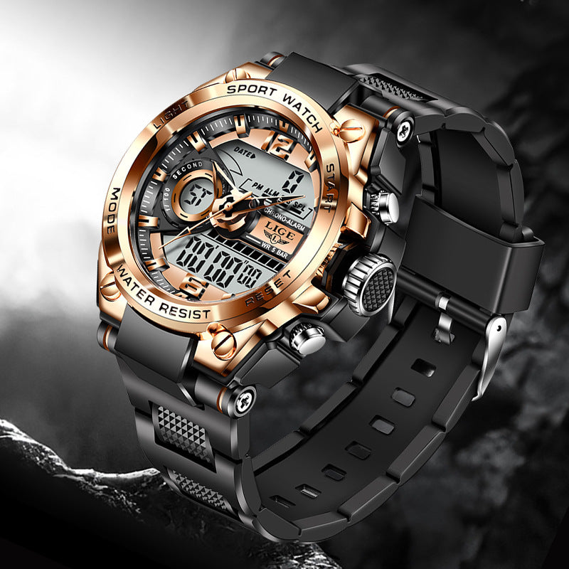Lige Dual Display Electronic Quartz Watch New Design Luminous Watch Waterproof Watch