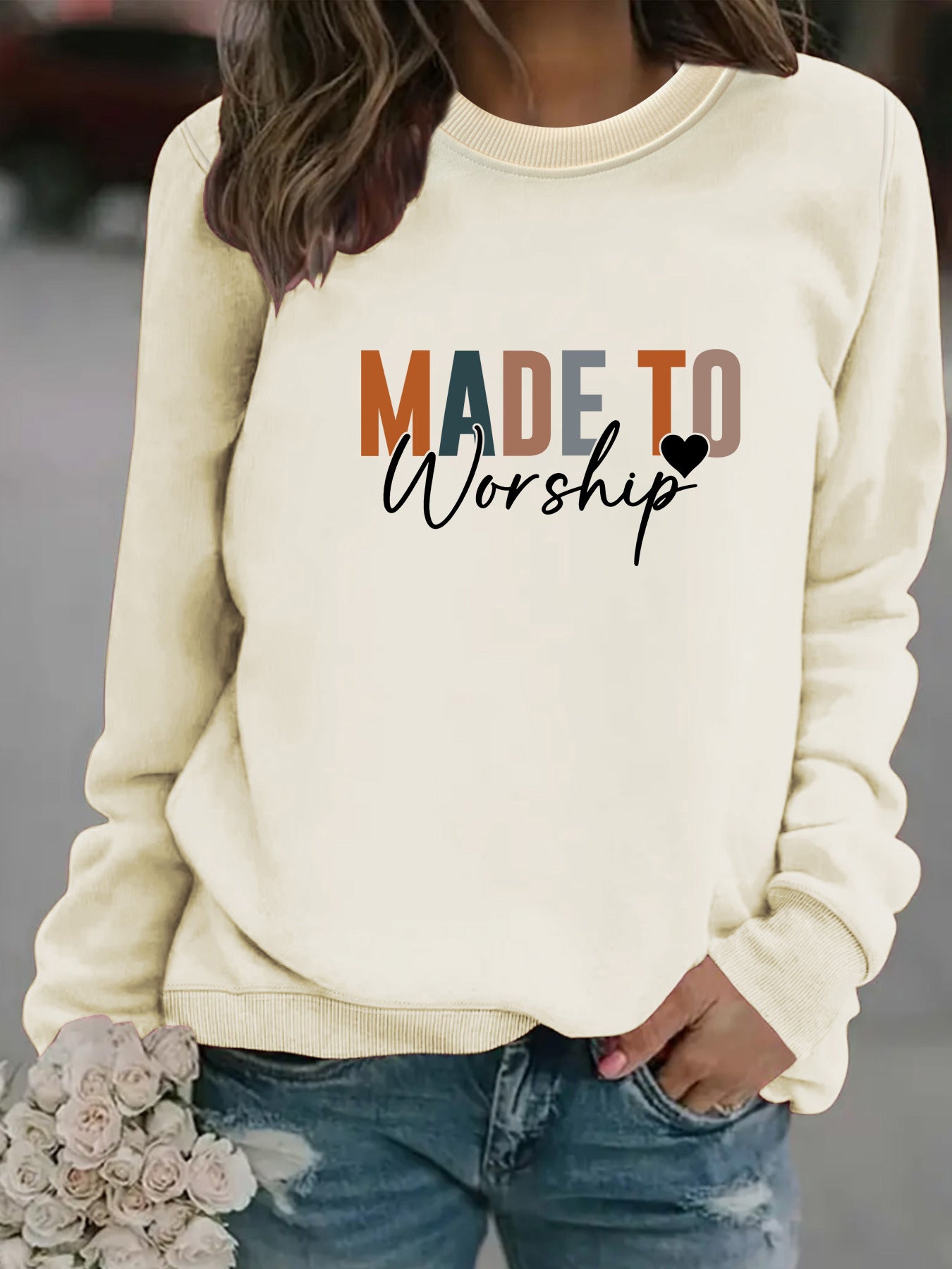 Round neck MADETO printed pullover sweatshirt sweatshirt