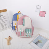 Contrasting color middle school student schoolbag ins large capacity backpack simple color matching travel bag