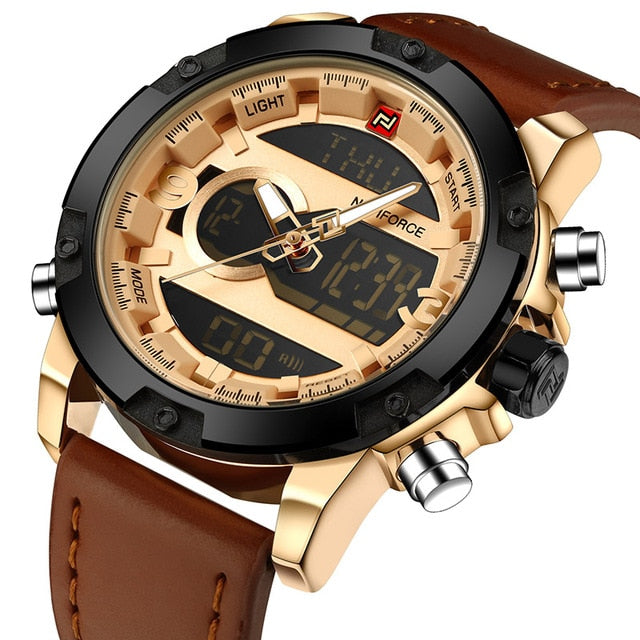 NAVIFORCE Luxury Brand Men Analog Digital Leather Sports Watches Men's Army Military Watch Man Quartz Clock Relogio Masculino
