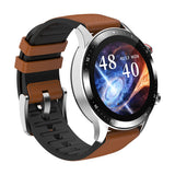 Silver round smart watch with stainless steel bracelet and interchangeable black band