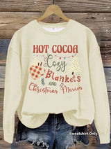 Hot Cocoa Christmas Movies Sweatshirt, Christmas Graphic Crewneck Pullover