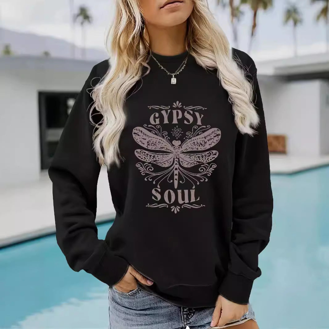 Round neck GYPSY SOUL printed pullover sweatshirt sweatshirt sweatshirt