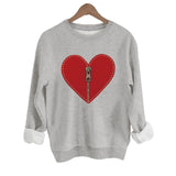Love pattern printed round neck fleece hoodie