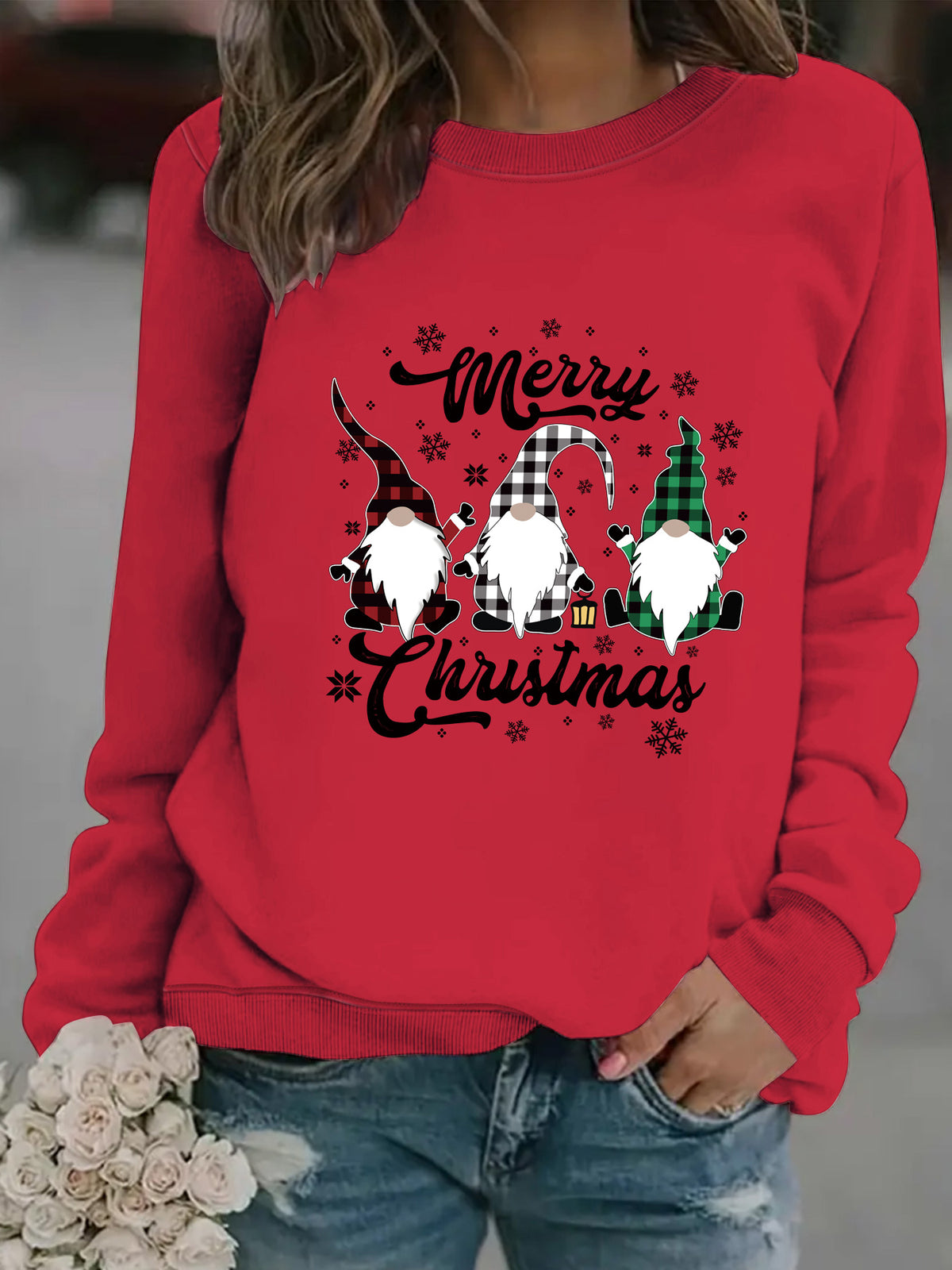 Merry Christmas Gnomes Sweatshirt, Christmas Graphic Crewneck Pullover