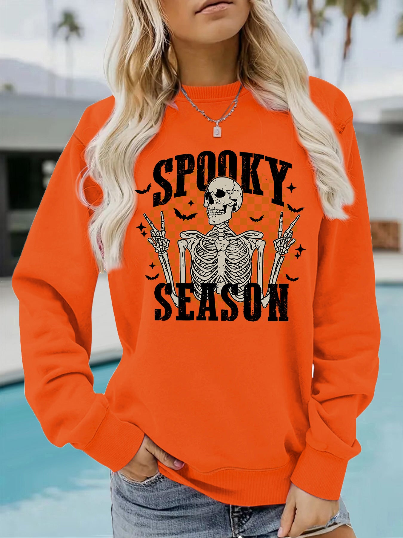 Halloween printed loose hoodie