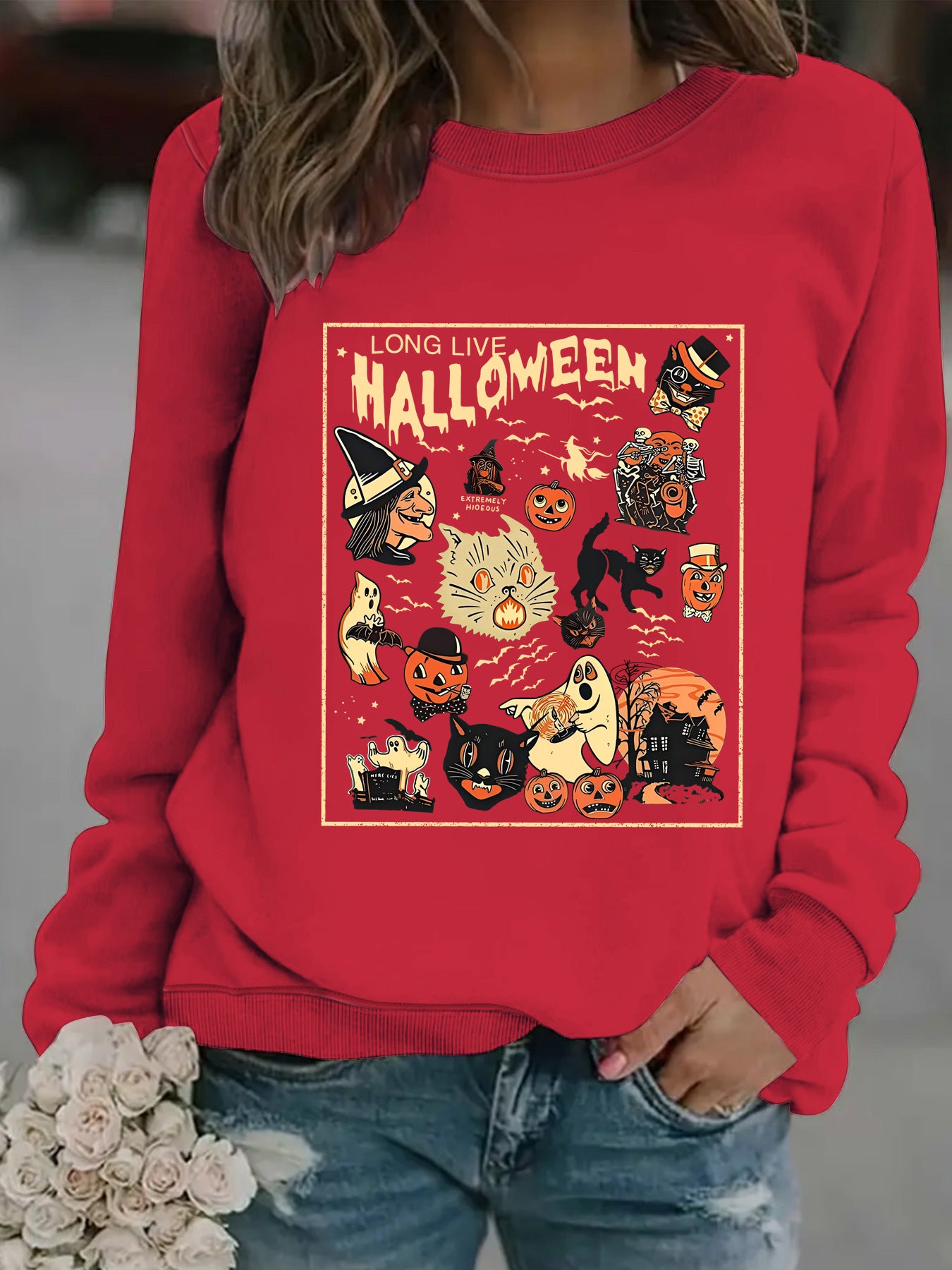 Printed pullover sweatshirt sweatshirt