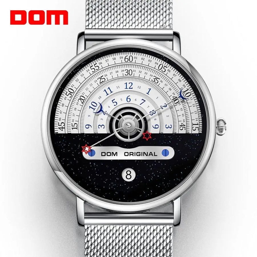 Men's chronograph watch on wrist, black dial with sub-dials