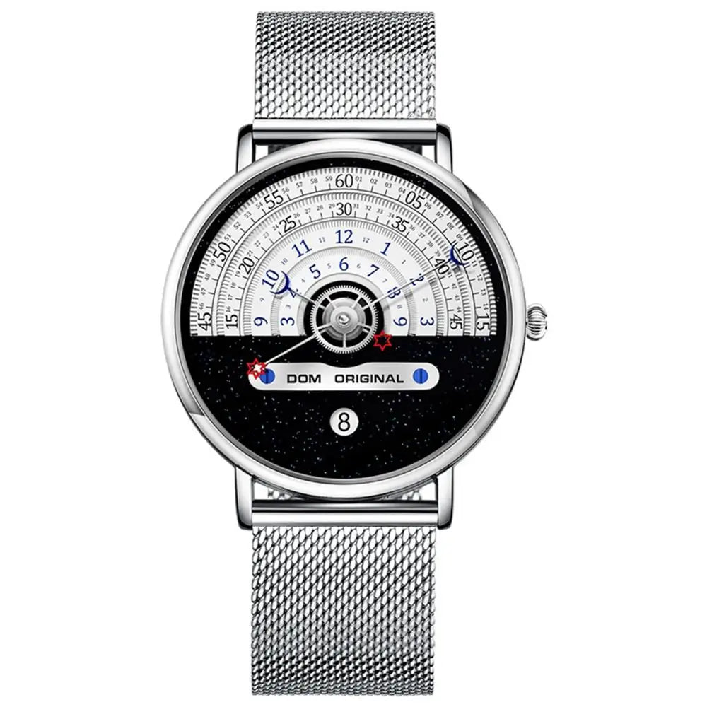 Men's chronograph watch on wrist, black dial with sub-dials