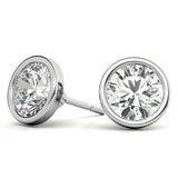 3.00 CTW Lab Grown Diamond Bezel Martini Stud Earrings in 14K White or Yellow Gold