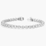 10 CTW Bezel Set Created Moissanite Tennis Bracelet in 14Kt Gold Plated – Round Cut, 7 Inch