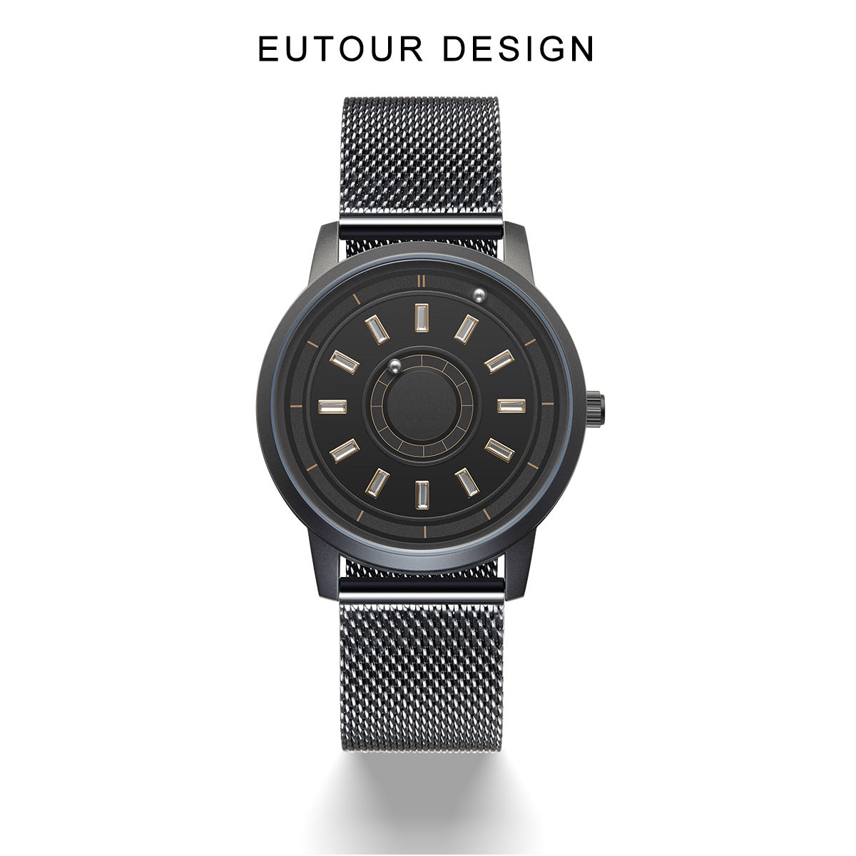 EUTOUR Men's Magnetic Quartz Watch with Original 40mm Stainless Steel Strap