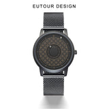 EUTOUR Men's Magnetic Quartz Watch with Original 40mm Stainless Steel Strap