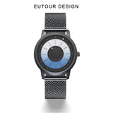 EUTOUR Men's Magnetic Quartz Watch with Original 40mm Stainless Steel Strap