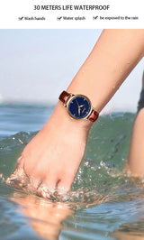 SUNKTA Ladies Quartz Watch Exquisite Starry Dial Delicate Ladies Waterproof Watch