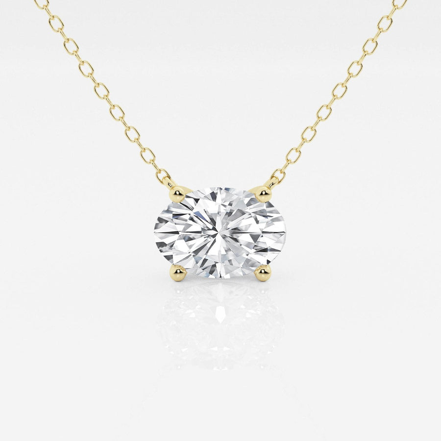 2.00 CTW AGI Certified Oval Lab Grown Diamond Solitaire Pendant - Choice of 14k Yellow or White Gold