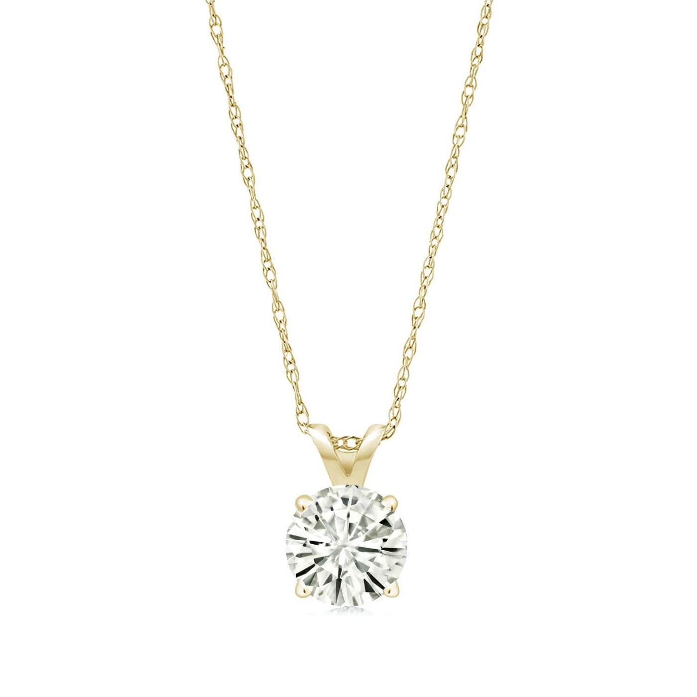 .80 CTW Certified Genuine Moissanite Solitaire Pendant Necklace - Choice of 14k White or Yellow Gold