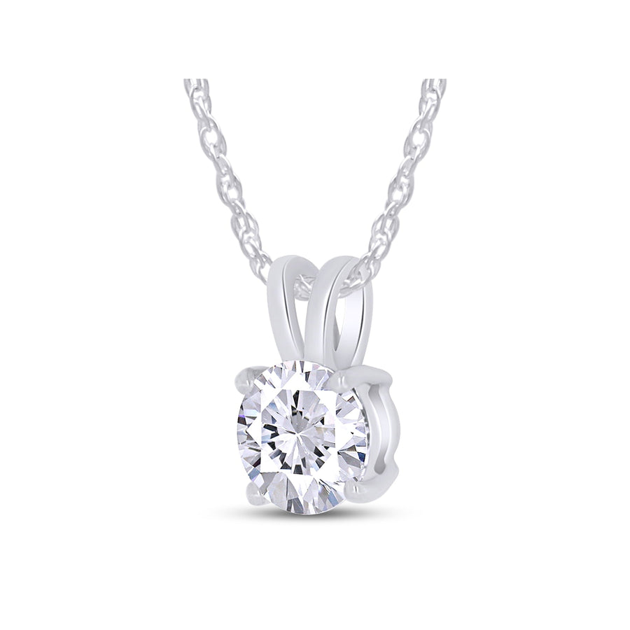2.00 CTW Created Moissanite Solitaire Pendant Necklace with 18" Chain - Choice of 14k White or Yellow Gold