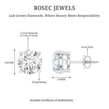 IGI Certified 2 Carat Round Lab Grown Diamond Stud Earrings with Screw Backs