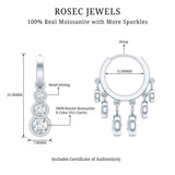 Certified Bezel Set Moissanite Hoop Dangle Earrings
