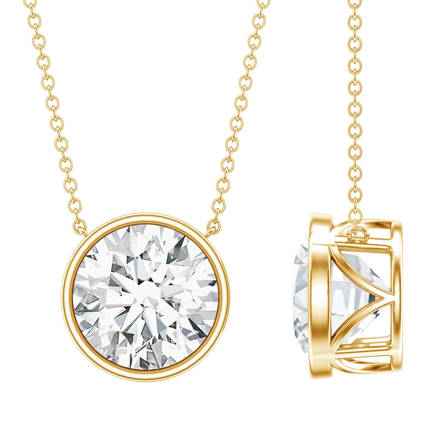 4 Carat Bezel Set Lab Grown Diamond Necklace with IGI Certificate
