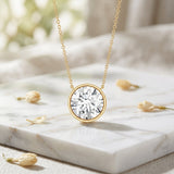 4 Carat Bezel Set Lab Grown Diamond Necklace with IGI Certificate