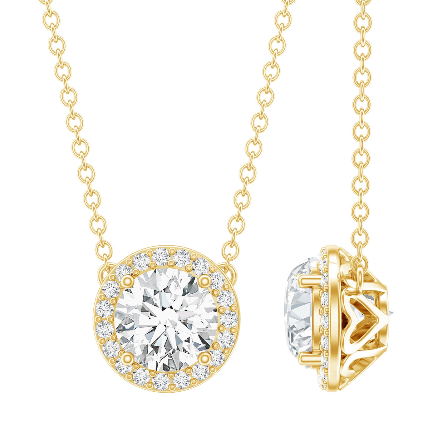 1 Carat Lab Grown Diamond Bridal Necklace with IGI Certificate