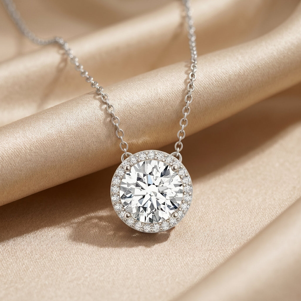 IGI Certified Round Lab Grown Diamond Wedding Necklace for Women