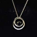 Lab Created Black and White Diamond Circle Necklace With Silver Chain