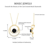 Lab Created Black and White Diamond Circle Necklace With Silver Chain
